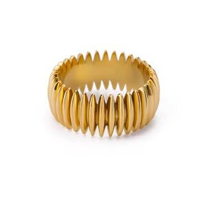 Golden Wave Ring Gold Plated Stainless Steel Statement Band